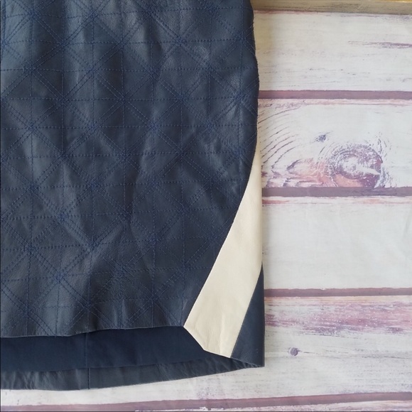 Preen Line Navy Quilted Leather High Waist Skirt - Picture 4 of 8